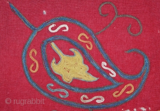 Beautiful Antique 19th cent Uzbek Lakai Silk Embroidery(Ayno halta). it has superb motif such as (bodom gul). An excellent veg dyes colours. Perfect condition. For more information please mail me.