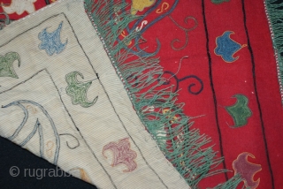 Beautiful Antique 19th cent Uzbek Lakai Silk Embroidery(Ayno halta). it has superb motif such as (bodom gul). An excellent veg dyes colours. Perfect condition. For more information please mail me.