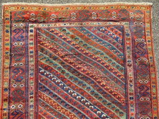 Antique kurdish carpet.
228 x 150 cm
Fair condition
Ends and sides restored                       