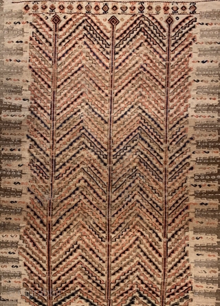 Antique Baluch sofreh. 75 x 130cm or 2'6" x 4'4". Rare type and good condition, no holes. Camel hair field.             