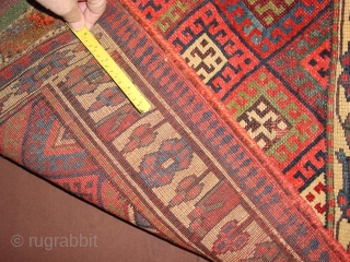 1850 jaff, great wide size 91cm fabulous colors, side wear. original kelimback with patchrepair                   
