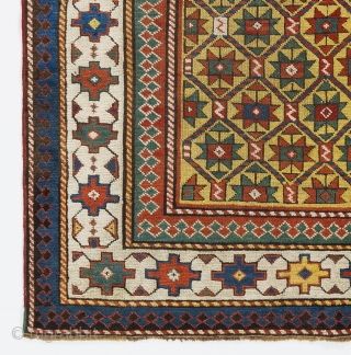 Antique Caucasian Gendje Rug, 4.5 x 6.7 ft (135x200 cm), ca 1880                     