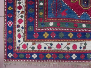 Caucasian Lambalo Kazak Rug, Excellent Condition, full pile, no repairs, Inscripted, dates back to  second half 19th century. 7.3 x 5.2 ft (206x149 cm).        