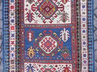 Antique Caucasian Long Rug, 8.8 x 3.5 ft (268x105 cm), 19th Century, Excellent Condition, full pile, great colours.               
