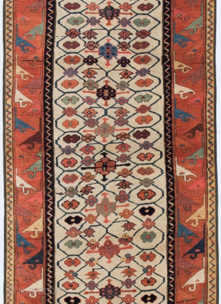 An Important Caucasian Moghan Runner, ca 1800. 38x126 inches (96x320 cm). Provenance: A private collection in the UK.
               