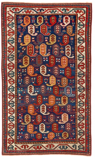 More botehs! This time an antique Kazak rug with beautiful colors. 3.4 x 5.7 ft (102x170 cm)                