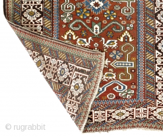 Perepedil Rug, NE Caucasus, late 19th Century, original good condition as found.  3.5 x 5.4 Ft (103x162 cm, A123)             