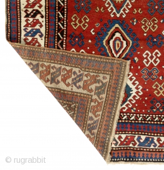 Caucasian Kazak Rug, ca 1870. very good condition, all original as found (in the USA), thick pile, beautiful natural dyes, no issues. 5.6 x 8 Ft (167x240 cm)     