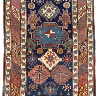 Shahsavan Runner, Southern Caucasus, 19th Century. 3.5 x 9 Ft  (104x272 cm)                    
