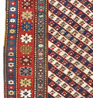 Antique Caucasian Gendje long Rug. 3.6 x 7.9 Ft. (107x235 cm)                      