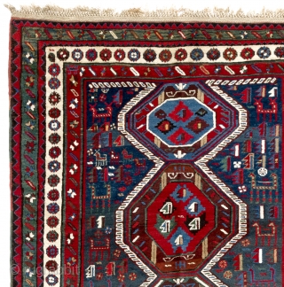 Antique Caucasian Moghan Shahsavan Rug, 4'10" x 10'8" - 147x326 cm, Very good condition, full pile.                 