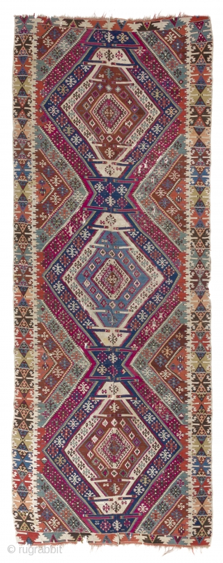 Colorful Antique Anatolian Reyhanli Kilim, 5' x 13'6" (152x411 cm)                       