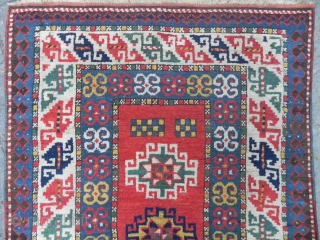 An Exceptional and Delightful Antique Caucasian Kazak rug, 3.8 x 6.3 ft, 19th Century. I perfectly understand those who dont feel comfortable making decisions over digital images or any potential buyer who  ...