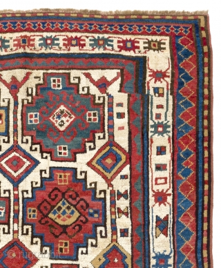 Antique Kazak rug with Moghan (Memling) Guls, South Caucasus - Azerbaijan, 19th century, 124x182 cm (49x72 inches)                