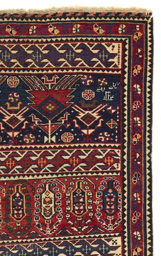 Antique Caucasian Shirvan Rug, 124x200 cm (4.1 x 6.7 ft), 19th Cen. original as found.                  