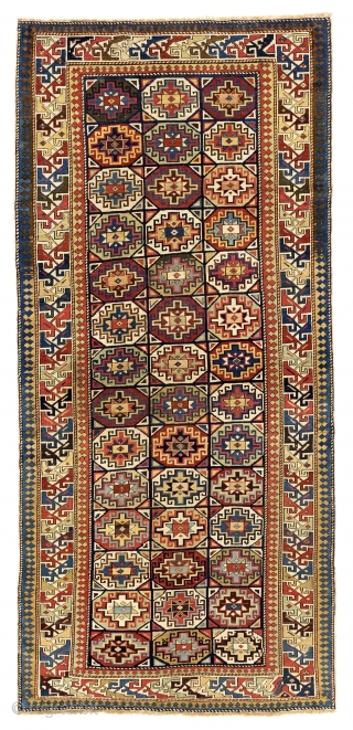 Fine Antique Caucasian Shirvan Rug, 124x277 cm (4.1 x 9.1 Ft). ca 1870                    
