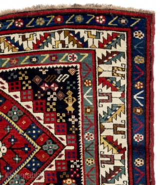 Antique Shahsavan Rug, South Caucasus, ca late 19th Century, 4.1 x 7.8 ft (126x234 cm). Excellent condition, all original, no repairs, no issues, full pile, soft lustrous lambswool, all natural dyes, dark  ...