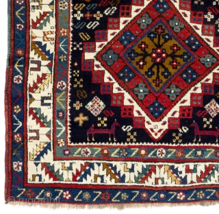 Antique Shahsavan Rug, South Caucasus, ca late 19th Century, 4.1 x 7.8 ft (126x234 cm). Excellent condition, all original, no repairs, no issues, full pile, soft lustrous lambswool, all natural dyes, dark  ...