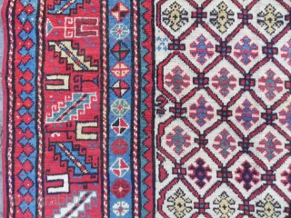 Caucasian Kazak Rug, 7.2 x 4.11 ft, Dated 1305 (1887 AD), full pile, original ends and sides.                