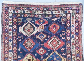A Remarkable Caucasian Shirvan Rug, 3.3 x 4.9 ft (100x150 cm), This is a Magnetic piece with dazzling colours, in very good condition with full pile, original ends and sides, no issues,  ...