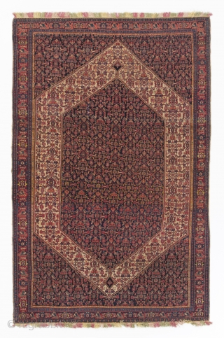 Fine Antique Persian Senneh Rug with colorful fringes, 51x7 inches (130x201 cm), 19th Cen.                   