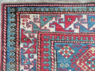 Caucasian Kazak Rug, 3.11 x 7.9 ft. Delightful colours, soft, lustrous and full pile, 19th century,                 