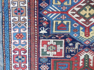 Antique Caucasian Akstafa Runner rug, 9.8x3.8 ft, full pile, lovely colours, late 19th century.                   