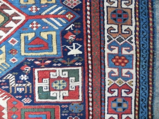 Antique Caucasian Akstafa Runner rug, 9.8x3.8 ft, full pile, lovely colours, late 19th century.                   