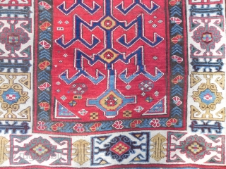 Antique Caucasian Kazak Rug, vigorous palette, delightful colors, graphic design, full pile, mint condition, late 19th Century                