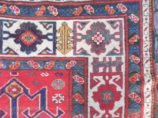 Antique Caucasian Kazak Rug, vigorous palette, delightful colors, graphic design, full pile, mint condition, late 19th Century                