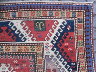 Antique Caucasian Borchalo Kazak Rug, 253 x 157cm, 19th Century, overall in good condition, needs minor restoration of the scattered worn areas. www.rugspecialist.com          