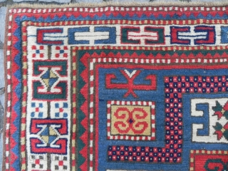Antique Caucasian Karatchoph (Karachov or Karatchopf) Kazak Rug, 4 x 7.5 ft (122x230 cm), 19th century, excellent original condition.              
