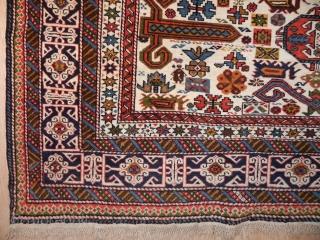 Antique Caucasian Perepedil Rug, 4.7 x 5.6 ft                         