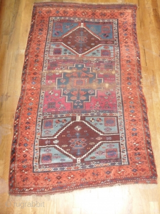 East Anatolian Kurdish Rug, 5.11 x 3.7 ft, 19th Century, as found, needs some restoration in the centre of the field. www.RugSpecialist.com           