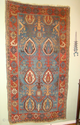 Handsome NW Persian/Caucasian Avar? 39X73 inches 100X186 Cm. All wool with great colors, needs a bath.                 