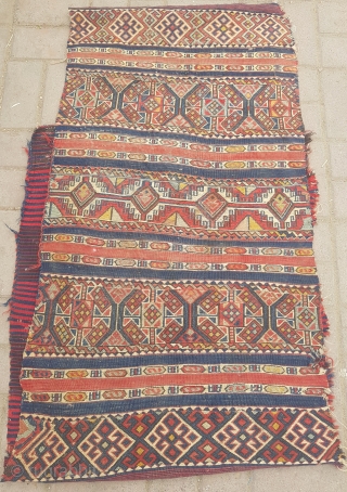 Anatolian grain bag with orignal stripe kilim backing.Good colors and design.E.mail for more info and pics.                 