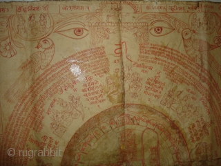 Tantrik Path or Devi Path,From Gujarat India.Inscribed all over with Yantra and Mantras,these works were painted entirely by the Tantriks priests(Sadhakas)for the personal worship and for attaining spiritual powers(Siddhis),Made on Paper,Condition is ...