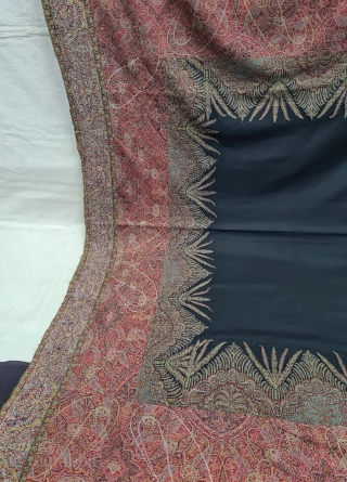 Kashmir Shawl, Kalamkar long Shawl, Showing the different variation of colour combination From Kashmir, India. India. C.1830-1850.Its Size is 130cmx330cm (20211129_145631).            