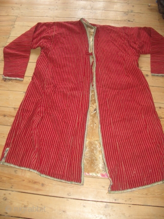 Extremely rare turkoman chapan, fully lined with fur including the sleeves, ikat lining at the edges,