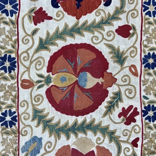 Beautiful Uzbek Bokhara Suzani - wonderful colors and embroidery details! - 19th c. - 5'6 x 8'3 - 170 x 255 cm.           