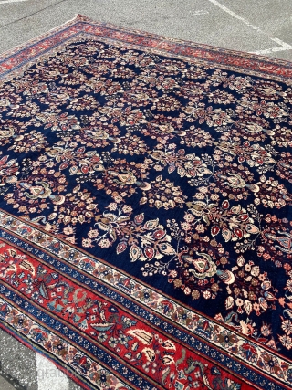  A fine antique Persian Tabriz carpet with cypress design, size: ca. 425x335cm / 14ft by 11ft www.najib.de               