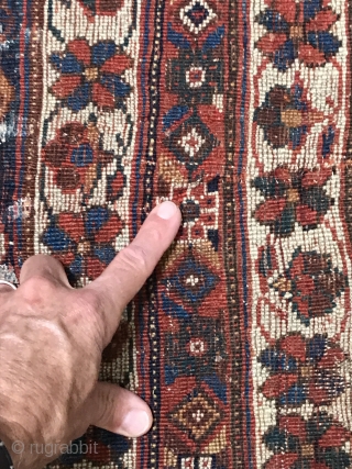 Gorgeous Afshar rug - ca.1880, 63" - 54"
Solid, saturated color. Solid weave, medium pile, a few lower spots. All original. One or two areas where it was stitched to reenforce sometime in  ...