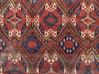 Beautiful Ersari ikat design chuval. Borders missing and some wear. Early 19th century.                    