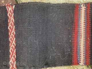 very rare south moroccan moukhala bag, ait ouaouzguite people, goat hair, wool..early 20th century. length 165cm
ex bert flint collection marrakech.             