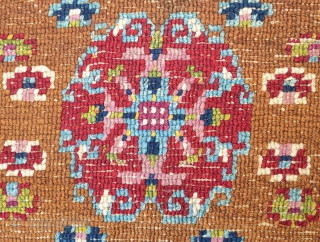 very beautiful 19th century tibetan khaden with saturated natural colors and top wool. no restorations, some spots of low pile to the background.          