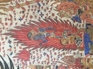 Balinese temple painting on fabric
Description: appears to depict Sita’s fire ordeal, a scene from the Hindu epic, the Ramayana, in which Sita, after returning from a long period of captivity, is reunited  ...