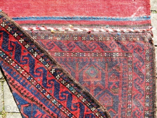 Baluch khorjin half (with back); excellent pile, soft glossy wool, overall good condition as shown in the images, no repairs, natural colours; 92 x 57 cms.       