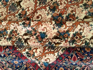 Rare fine Qum with silk 280/183 cm. First Generation of fine Ghom. Good shape with little ware only in silk parts.            