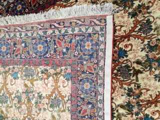 Rare fine Qum with silk 280/183 cm. First Generation of fine Ghom. Good shape with little ware only in silk parts.            