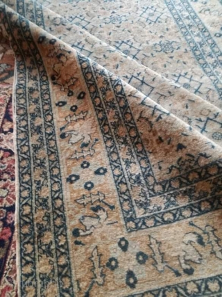 A very old Tabriz Haji Jalili al over rug. Used, but good condition. No repairs. Some side must be renewed. 180/125 cm.           